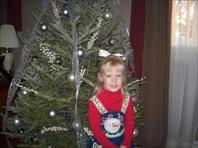 Mary in her Christmas outfit.