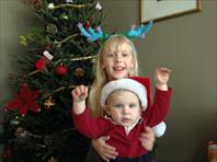 Mary and Noah before Christmas getting into the spirit.