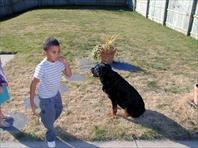 Adrian Johnson and Fritz - taken at the house on Maple Drive