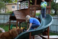 Playing in the backyard
