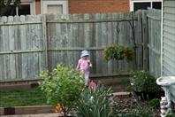 Mary Wray "helping" with the yard work - taken at the house on maple drive May 2009
